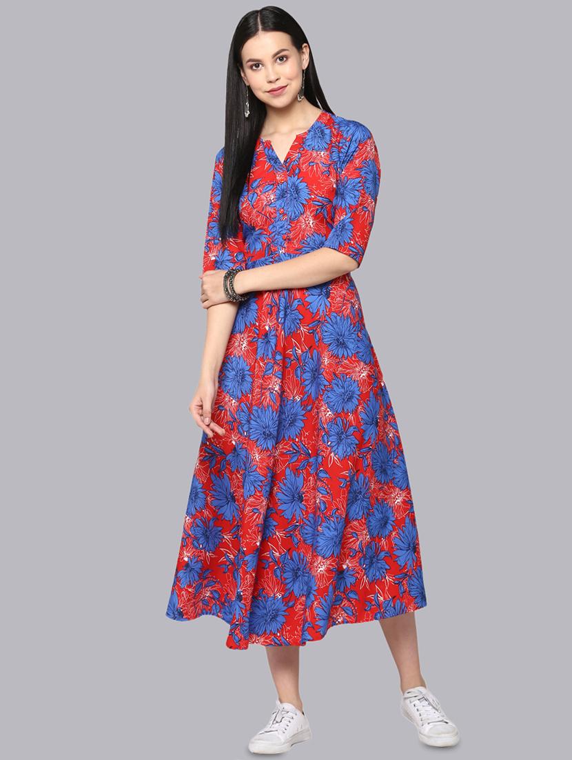 floral flared ethnic dress - 16465553 - Zoom Image - 1