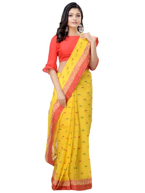 solid bordered tant saree - 16465894 - Standard Image - 1