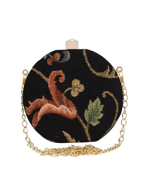 black cotton polyester blend box clutch - 16466021 - Standard Image - 1
