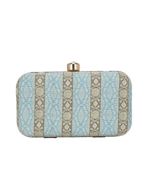 blue faux silk box clutch - 16466032 - Standard Image - 2