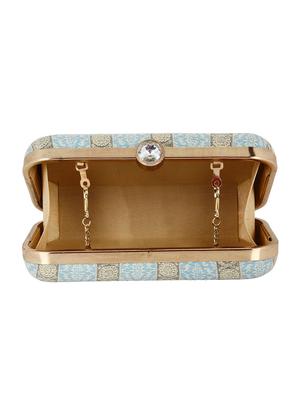 blue faux silk box clutch - 16466032 - Standard Image - 3