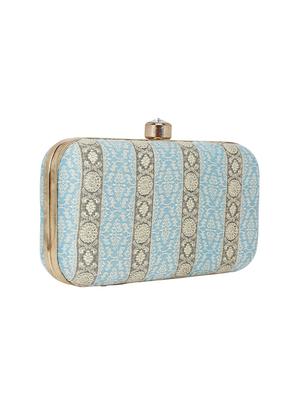 blue faux silk box clutch - 16466032 - Standard Image - 4