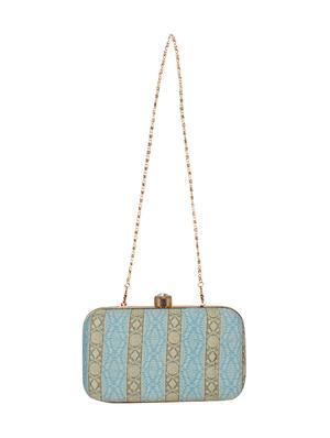blue faux silk box clutch - 16466032 - Standard Image - 5
