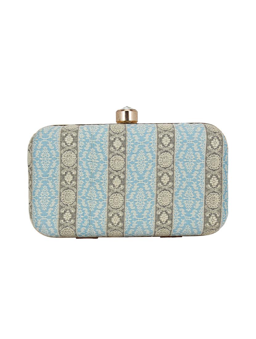 blue faux silk box clutch - 16466032 - Zoom Image - 2
