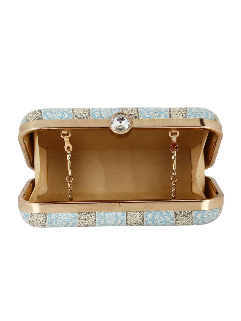 blue faux silk box clutch - 16466032 - Zoom Image - 3