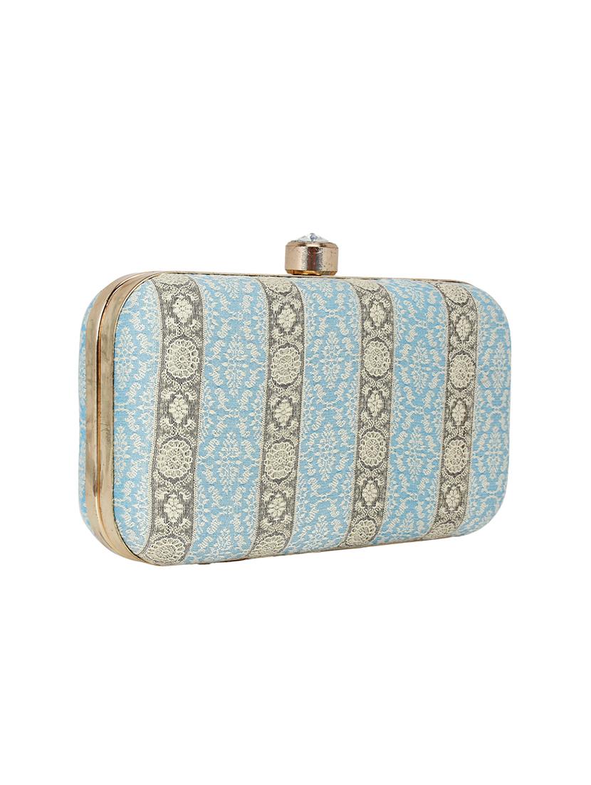 blue faux silk box clutch - 16466032 - Zoom Image - 4