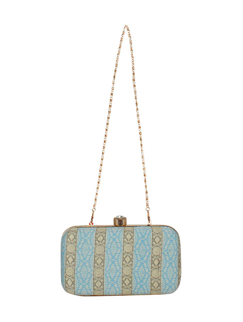 blue faux silk box clutch - 16466032 - Zoom Image - 5