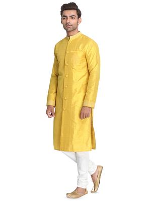 yellow embroidered long kurta - 16466179 - Standard Image - 2