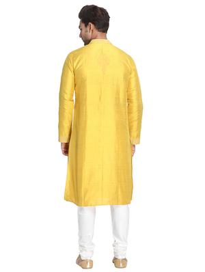 yellow embroidered long kurta - 16466179 - Standard Image - 3