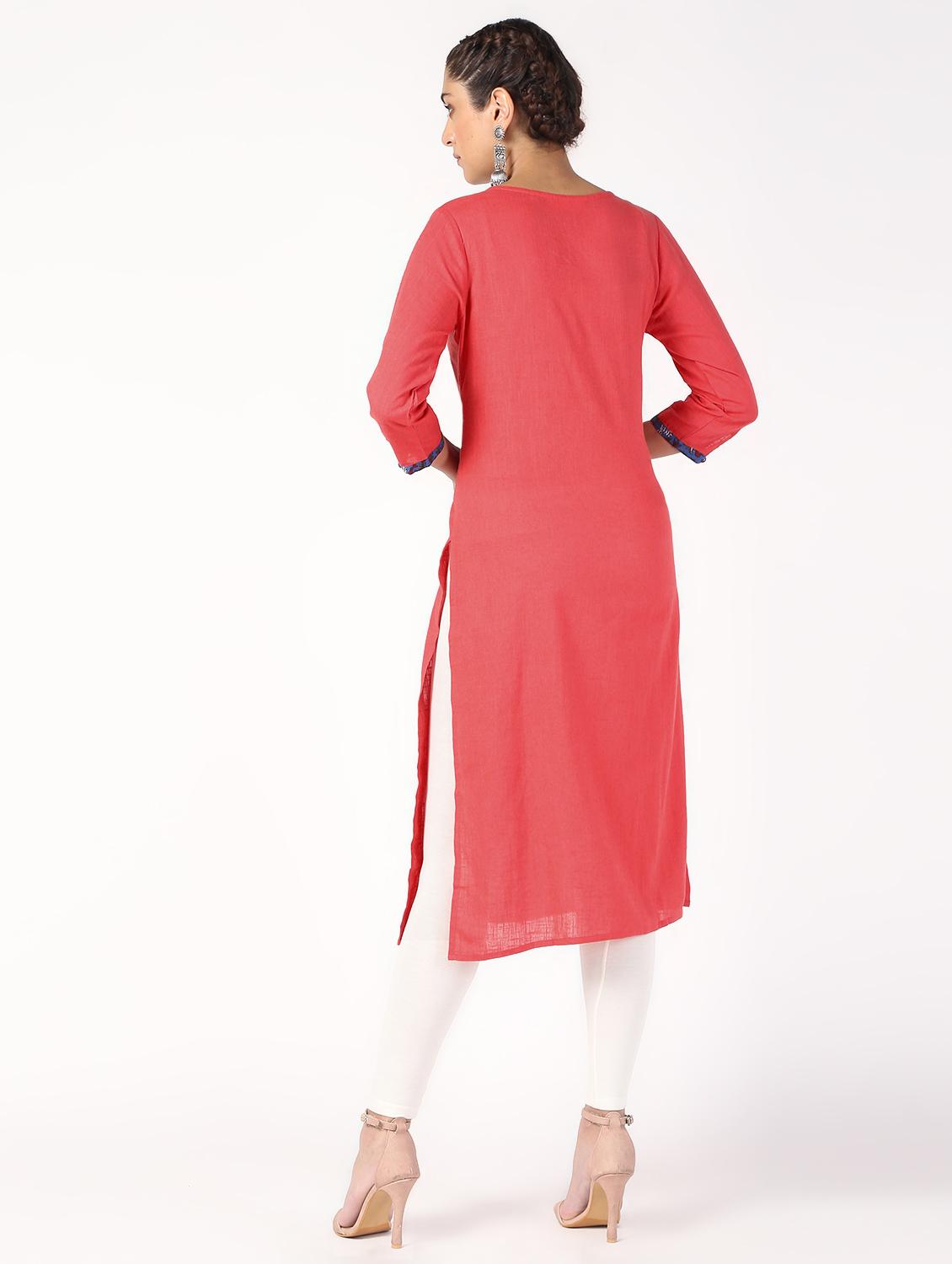 tassels solid straight kurta - 16466291 - Zoom Image - 3