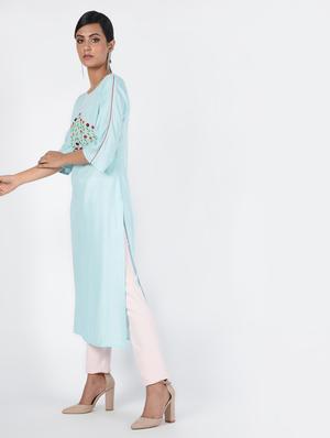 embroidered straight kurta - 16466307 - Standard Image - 3
