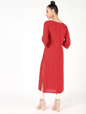 embroidered straight kurta - 16466309 - Standard Image - 3
