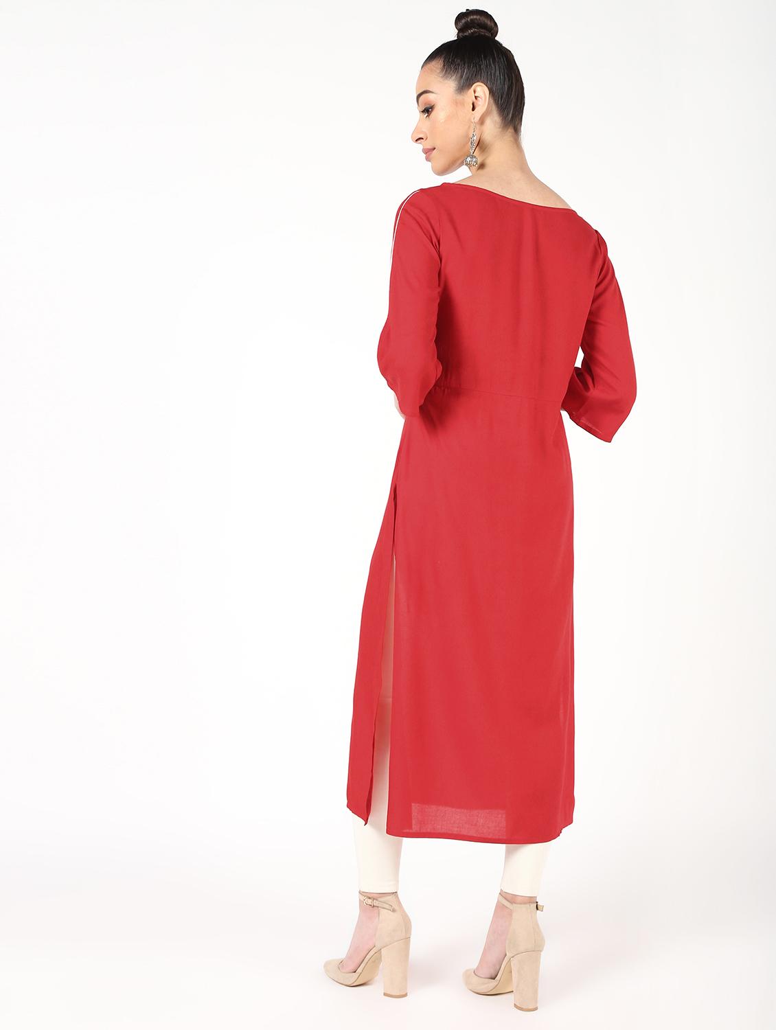 embroidered straight kurta - 16466309 - Zoom Image - 3