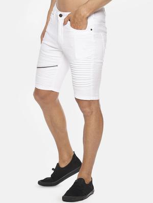white solid shorts with zip detail - 16466353 - Standard Image - 2