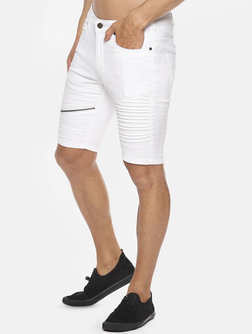 white solid shorts with zip detail - 16466353 - Zoom Image - 2