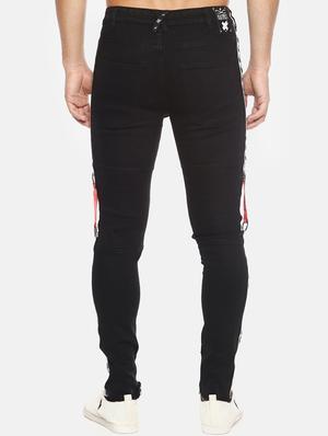 black side tape slash knee jeans - 16466358 - Standard Image - 3