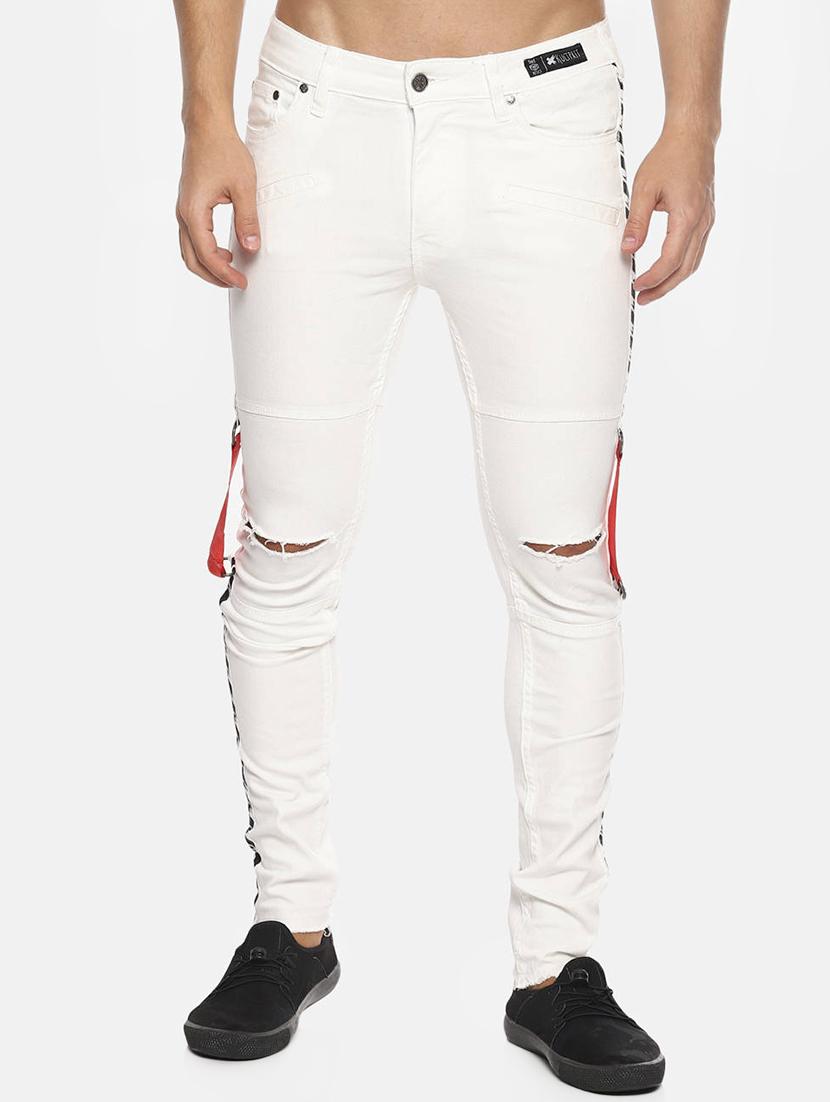 white side tape distressed denim jeans - 16466359 - Zoom Image - 1