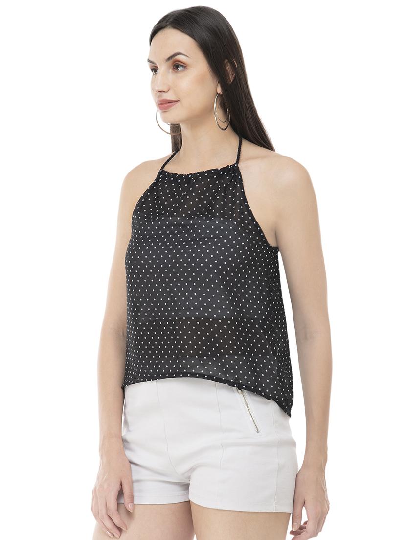 halter neck polka dots asymmetric top - 16466420 - Zoom Image - 2