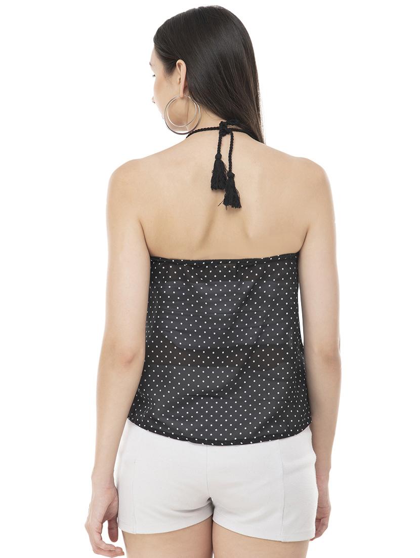 halter neck polka dots asymmetric top - 16466420 - Zoom Image - 3