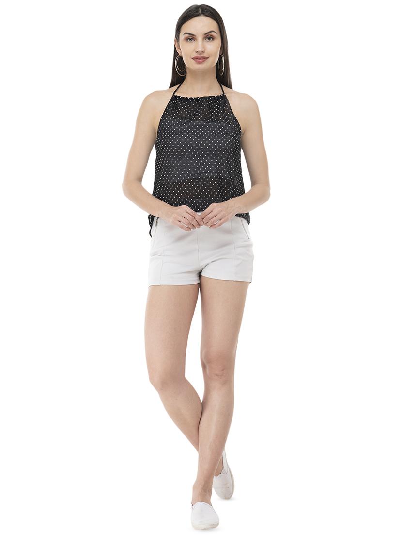 halter neck polka dots asymmetric top - 16466420 - Zoom Image - 4