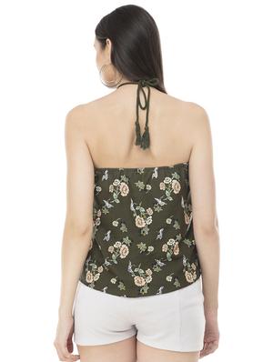 halter neck floral asymmetric top - 16466422 - Standard Image - 3