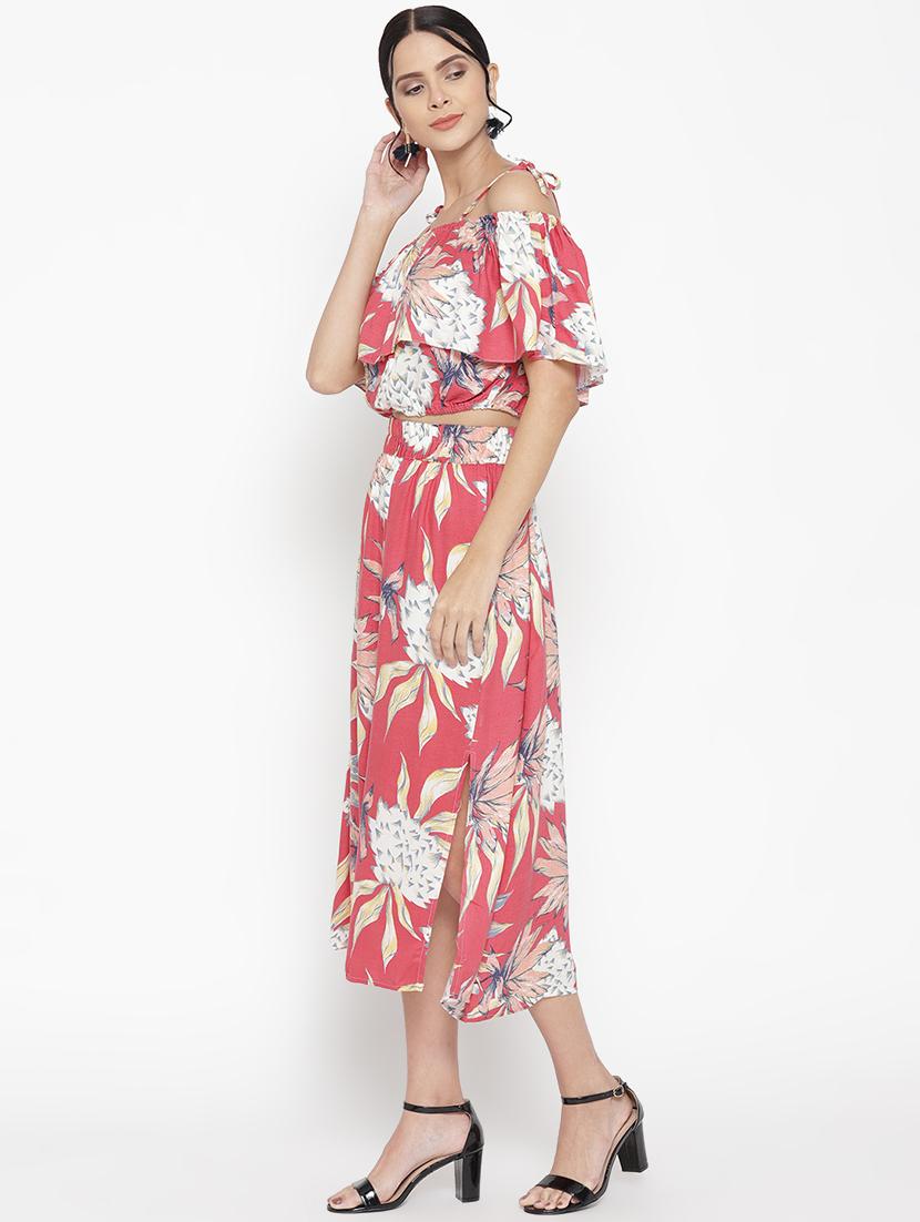 knot detail floral top & skirt set - 16466566 - Zoom Image - 2