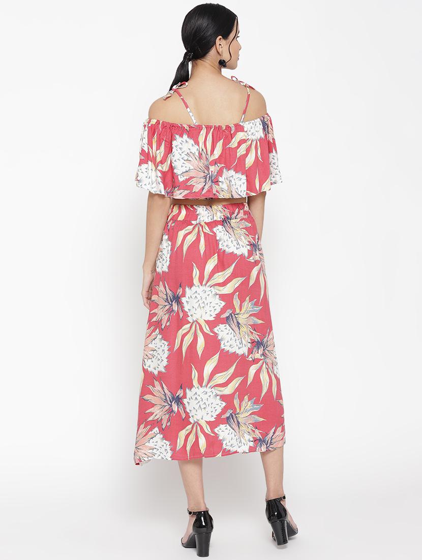 knot detail floral top & skirt set - 16466566 - Zoom Image - 3