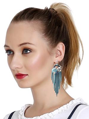 blue crystal drop earring - 16466623 - Standard Image - 3