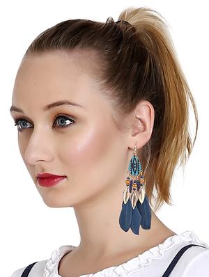 blue metal drop earring - 16466631 - Standard Image - 3