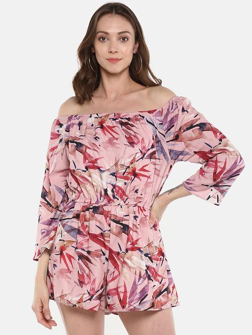 off shoulder blouson romper - 16466663 - Standard Image - 1