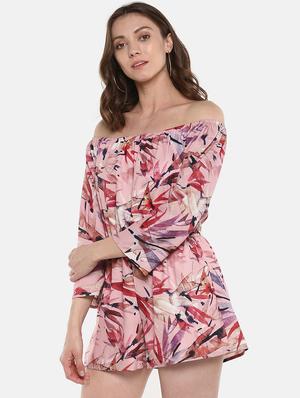 off shoulder blouson romper - 16466663 - Standard Image - 2