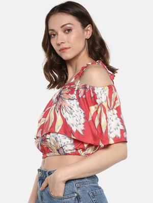 shoulder tie knot pin dot crop top - 16466673 - Standard Image - 2
