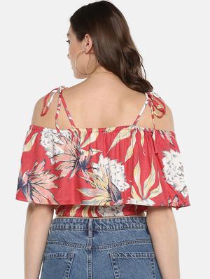 shoulder tie knot pin dot crop top - 16466673 - Standard Image - 3
