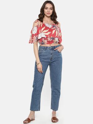 shoulder tie knot pin dot crop top - 16466673 - Standard Image - 4