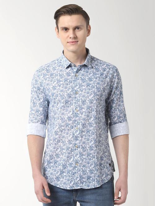 blue printed casual shirt - 16467028 - Standard Image - 1