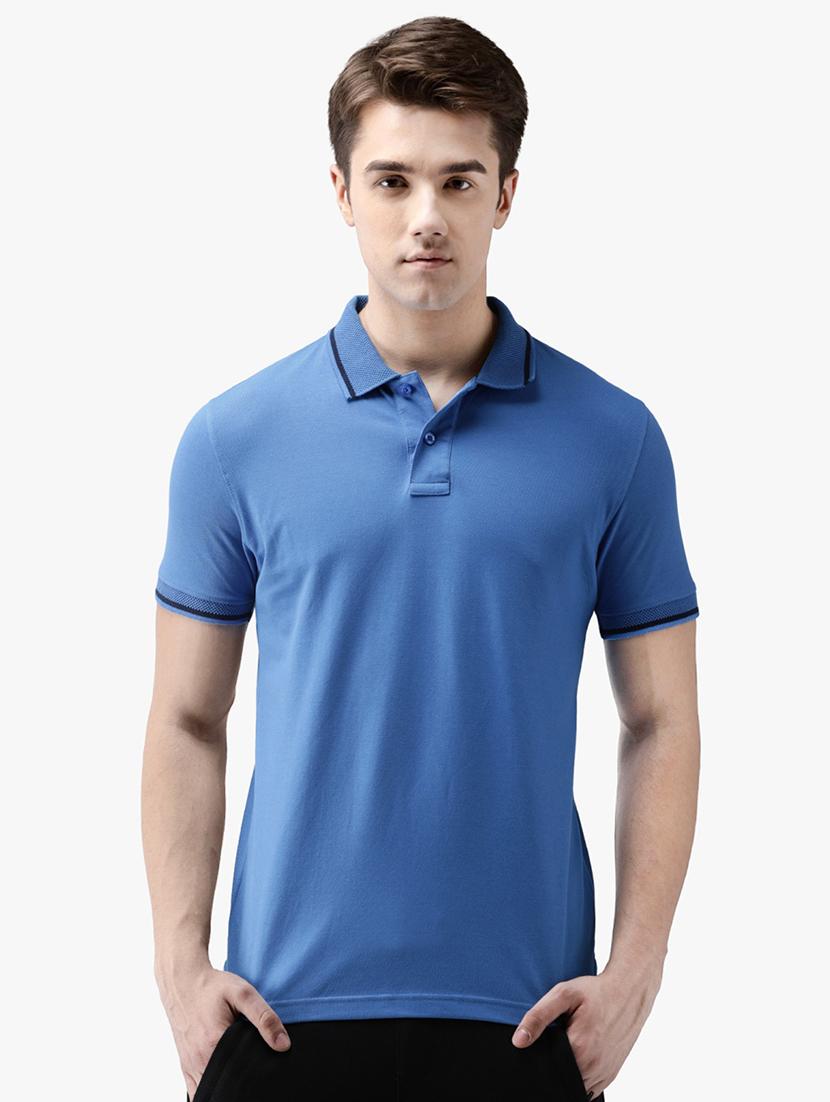 blue solid polo t-shirt - 16467579 - Zoom Image - 1