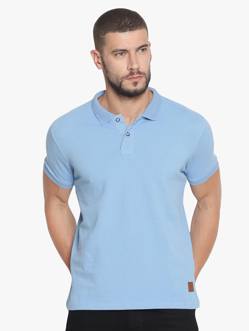 light blue solid polo t-shirt - 16467635 - Zoom Image - 1