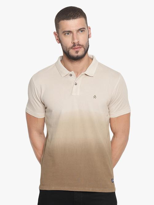 beige ombre polo t-shirt - 16467643 - Standard Image - 1