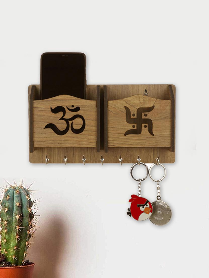 om-swastik-wooden key holder (7 hooks) - 16467913 - Zoom Image - 1