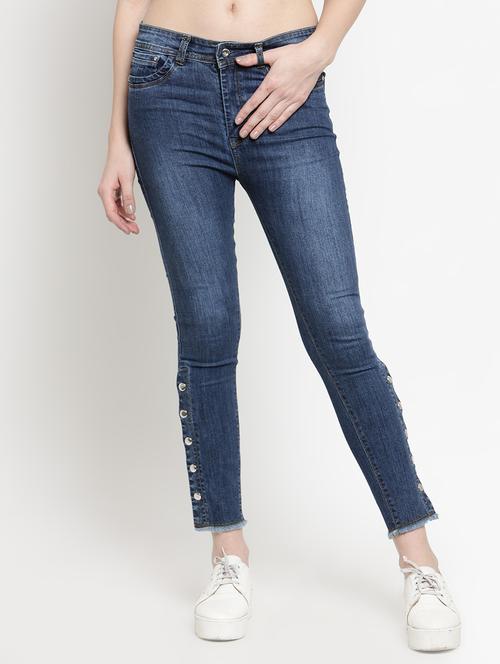 frayed hem stone washed jeans - 16468088 - Standard Image - 1