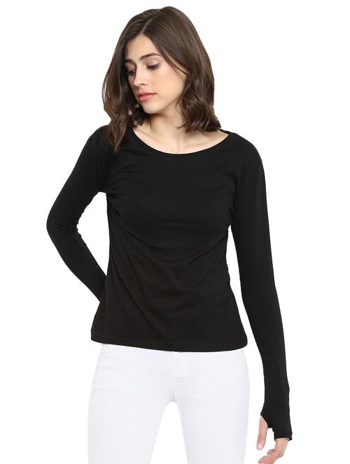 boat neck thumb hole sleeved tee - 16468276 - Standard Image - 1