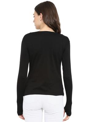 boat neck thumb hole sleeved tee - 16468276 - Standard Image - 3