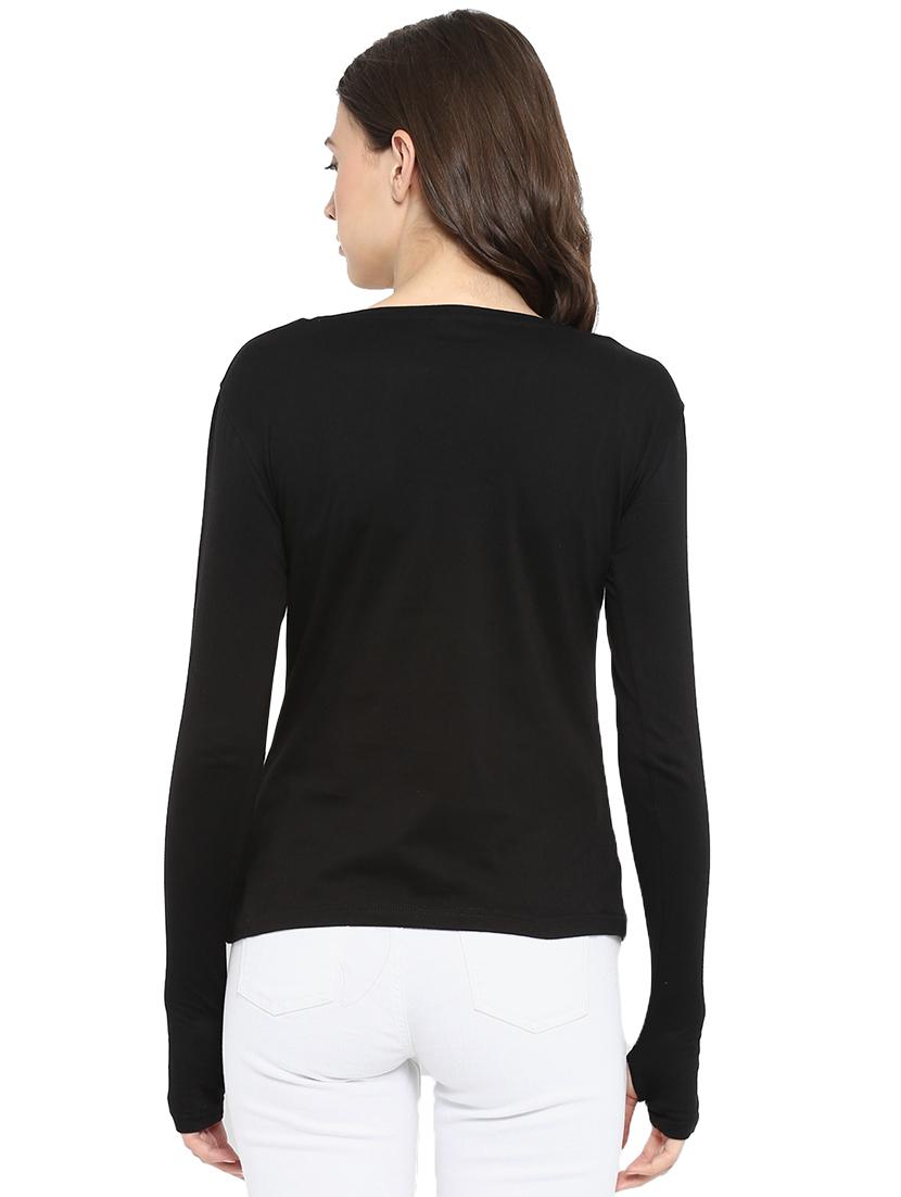 boat neck thumb hole sleeved tee - 16468276 - Zoom Image - 3