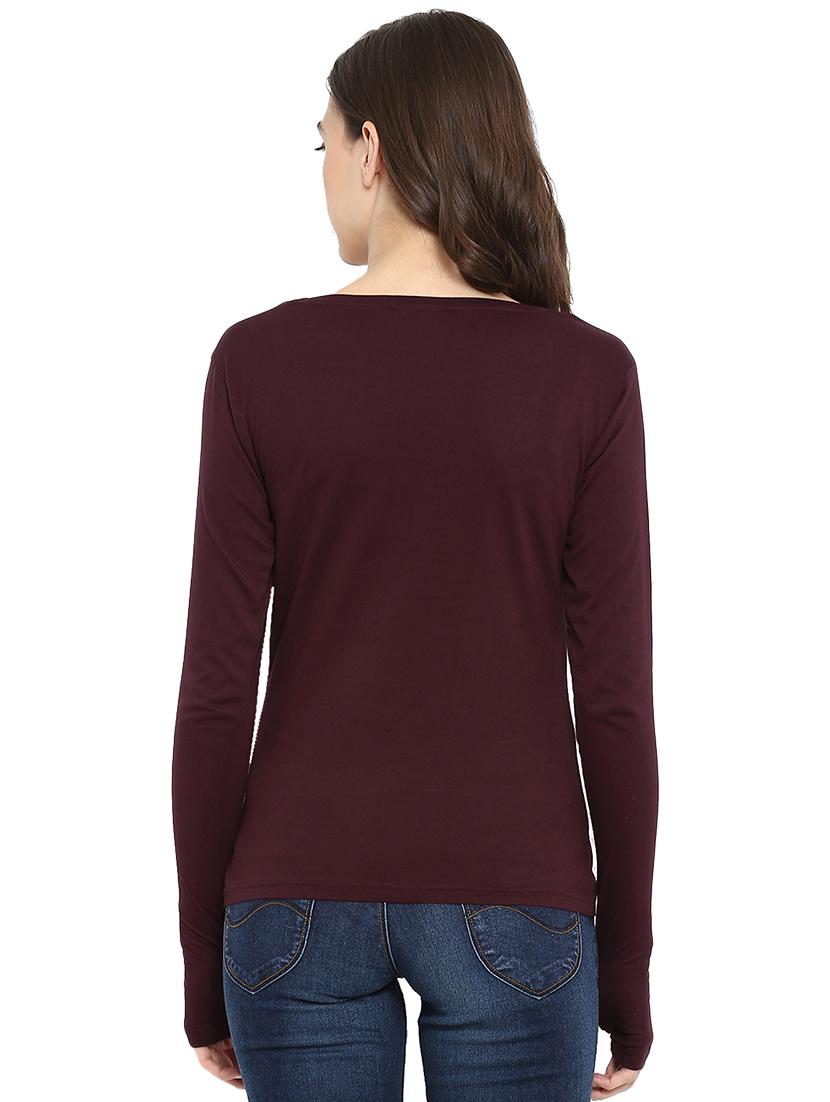 boat neck thumb hole sleeved tee - 16468279 - Zoom Image - 2