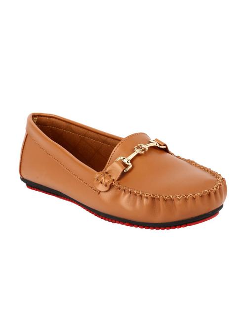 tan leatherette slip on loafers - 16468452 - Standard Image - 1