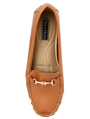 tan leatherette slip on loafers - 16468452 - Standard Image - 4