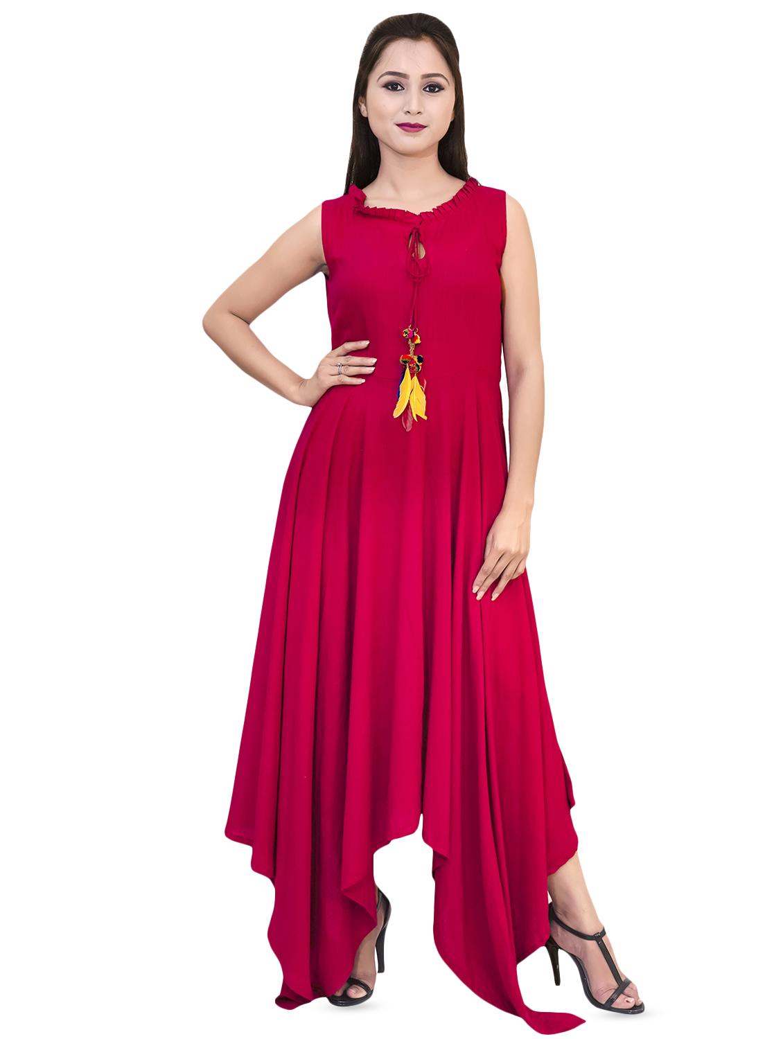 tie up neck asymmetric maxi dress - 16468485 - Zoom Image - 1