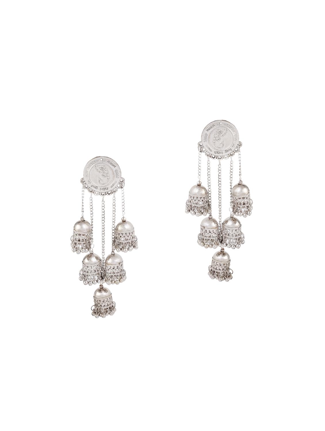 silver metal jhumka - 16468741 - Zoom Image - 1