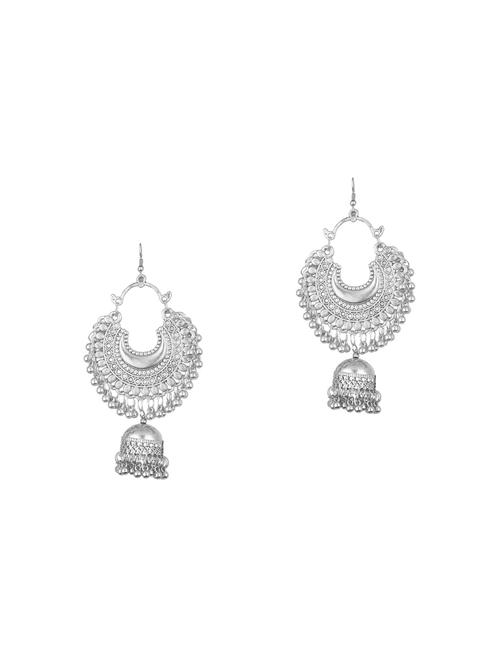silver metal jhumka earring - 16468764 - Standard Image - 1