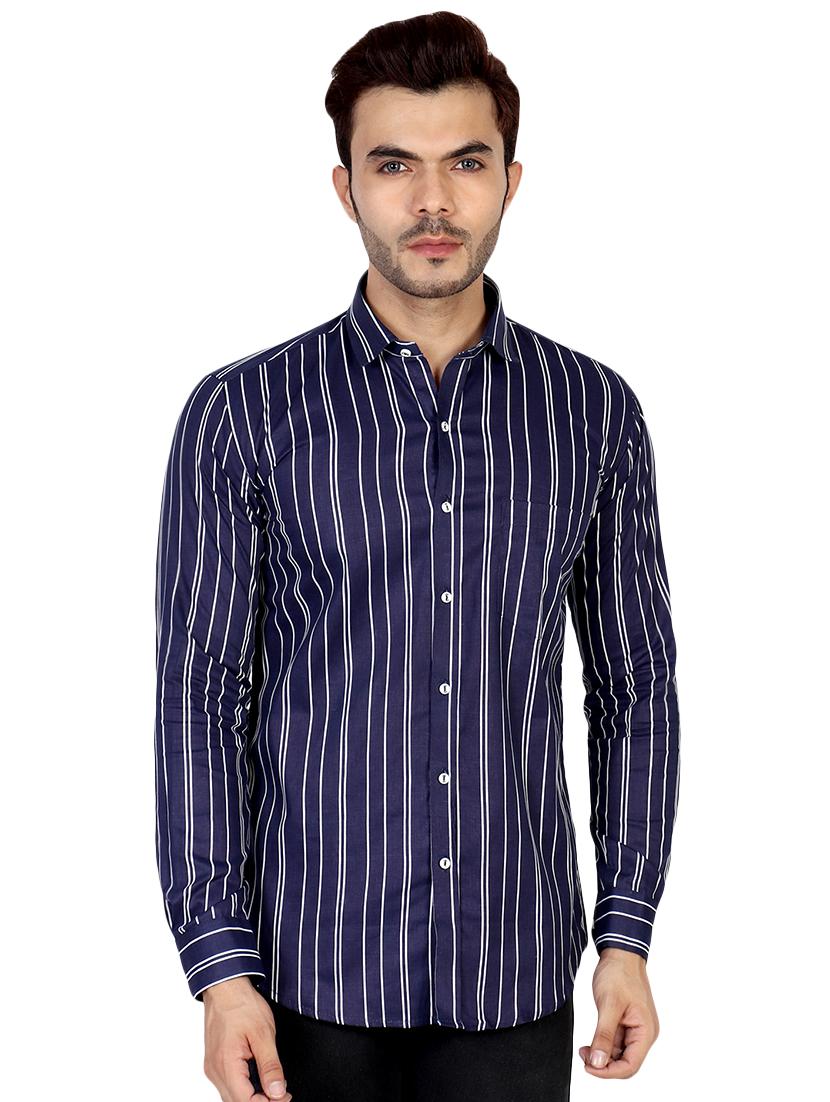 navy blue striped casual shirt - 16470624 - Zoom Image - 1
